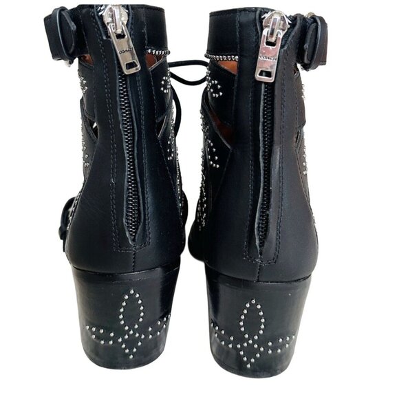 Coach Studded Leather Lace Up Heeled Booties Cutout Western Style size 8.5 - Picture 4 of 5
